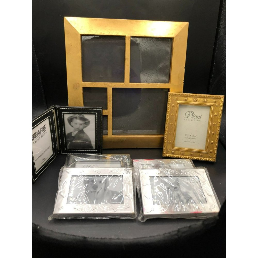 Set of 7 Gold and Silver Picture Frames for Small Photo Collection